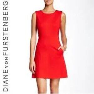 Diane Von Furstenberg Red Pink Sleeveless Sheath Dress Size 6